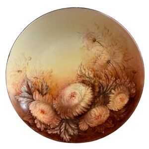Germany Hand Painted Porcelain Floral Charger Plate Artist Signed 13 in